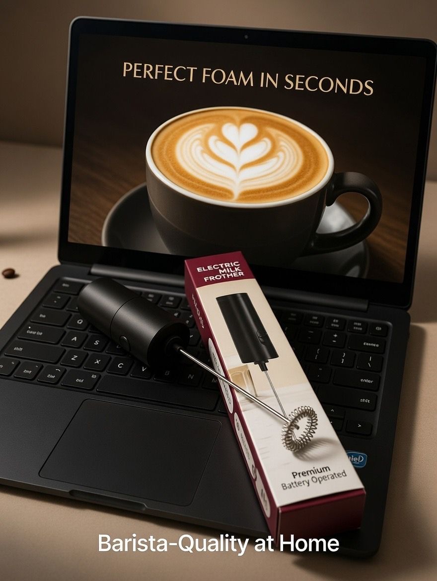 Electric Milk Frother | Premium Battery Operated Coffee Foam Maker