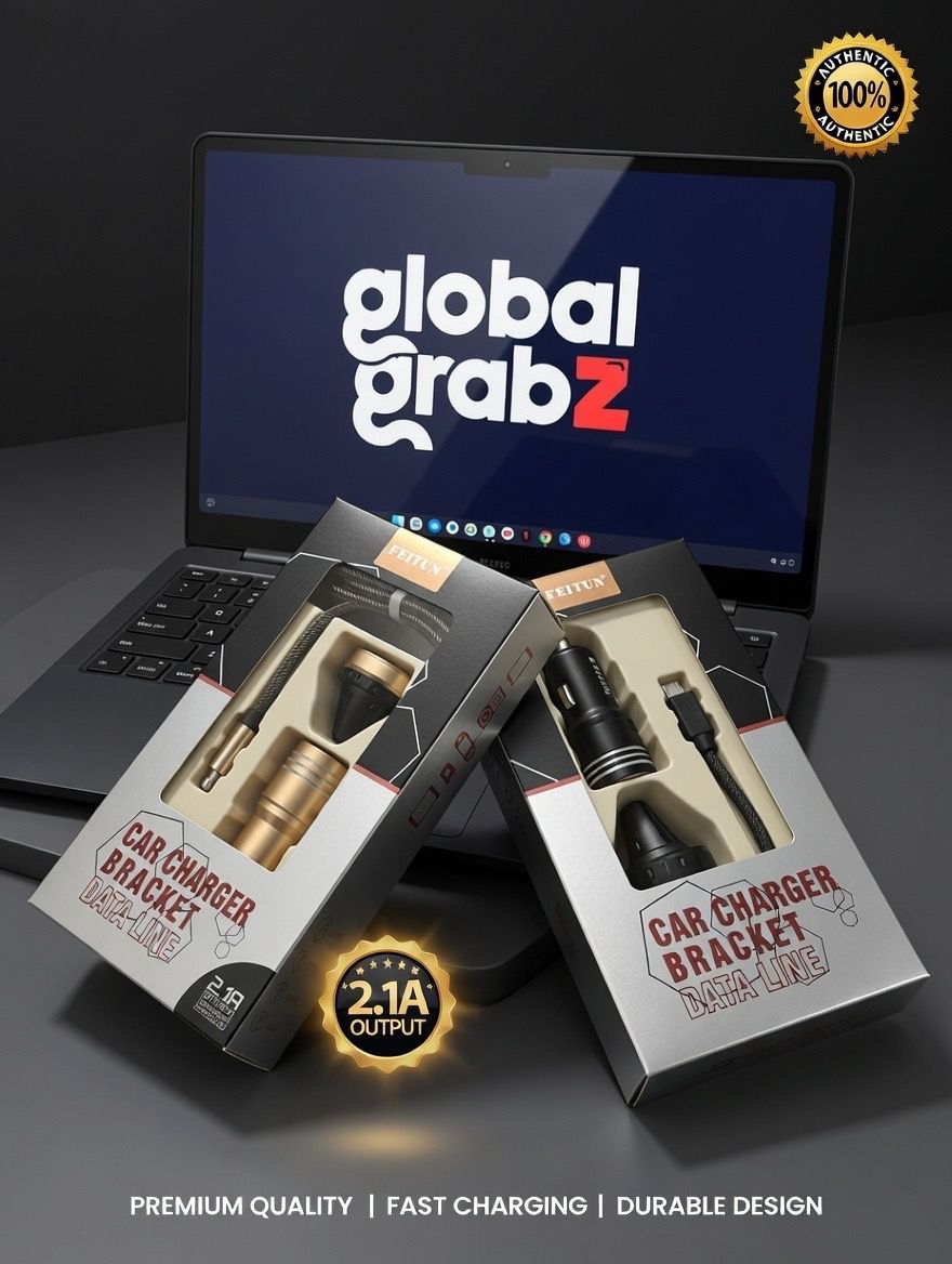 Car Charger Bracket Data Line - Fast Charging 2.1A (Dual Port)