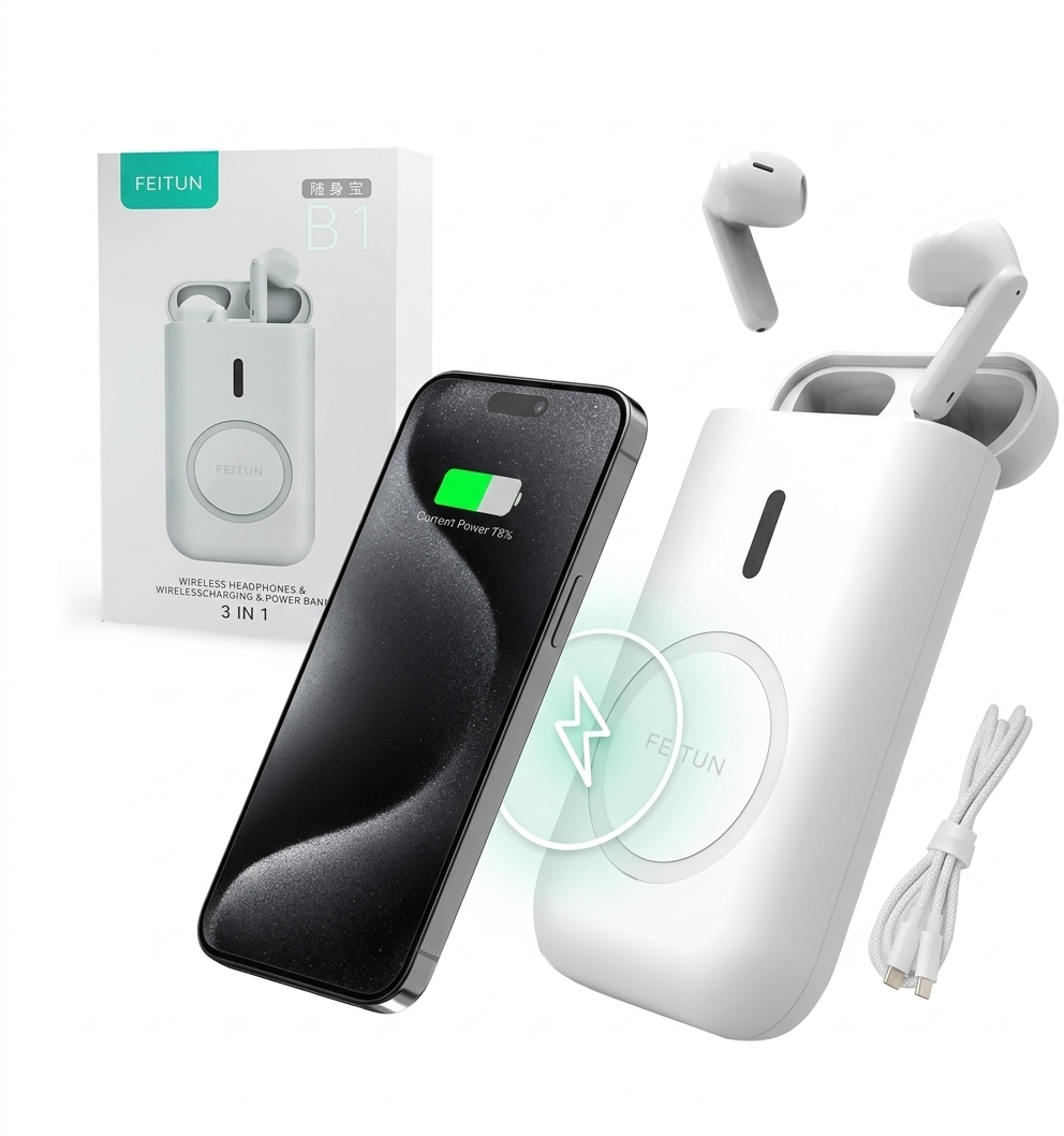 3-in-1 Premium Wireless Earbuds & 8000mAh Magnetic Power Bank