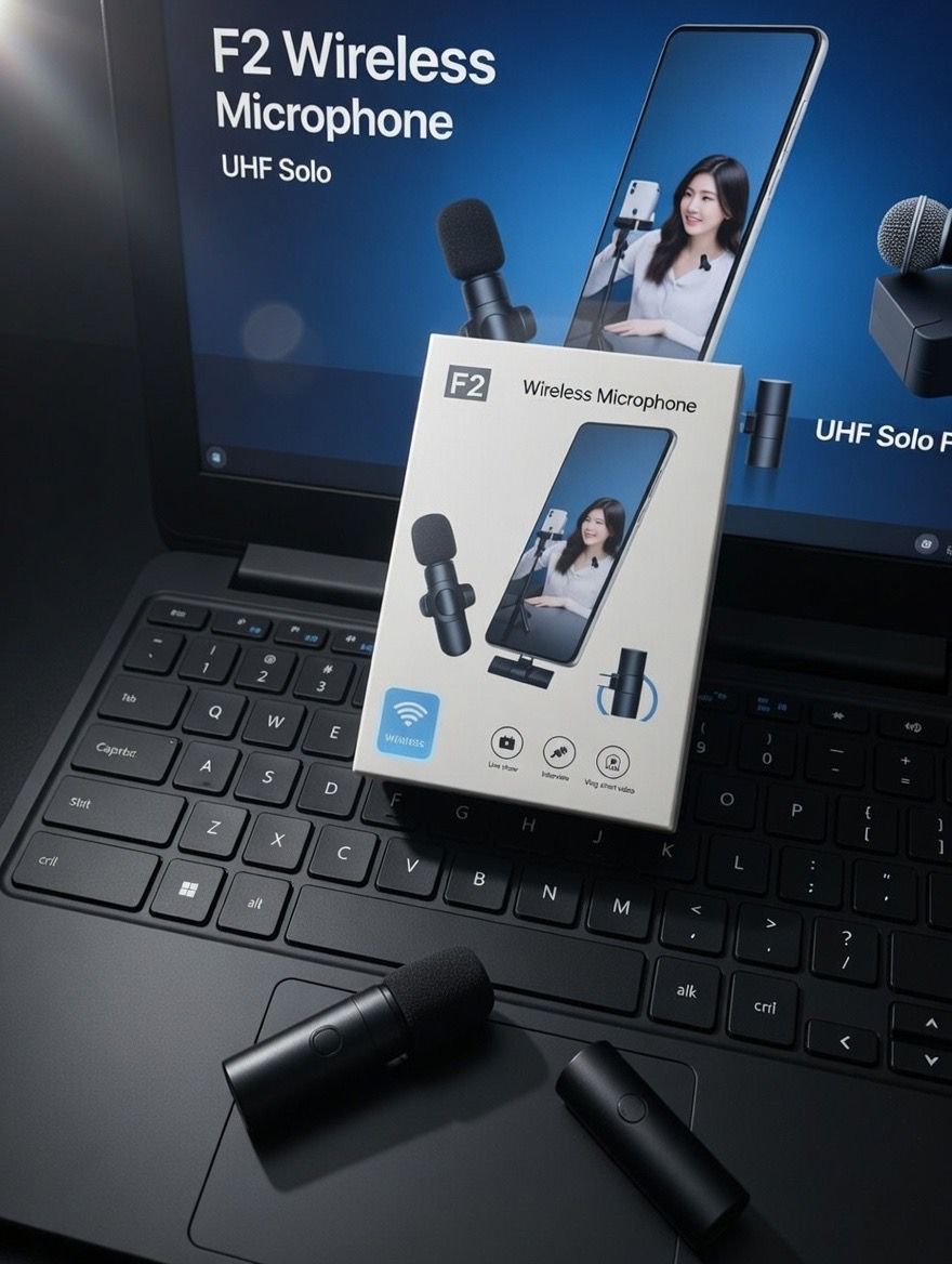 F2 Wireless Microphone UHF Solo – Portable Lavalier Mic for Mobile Recording