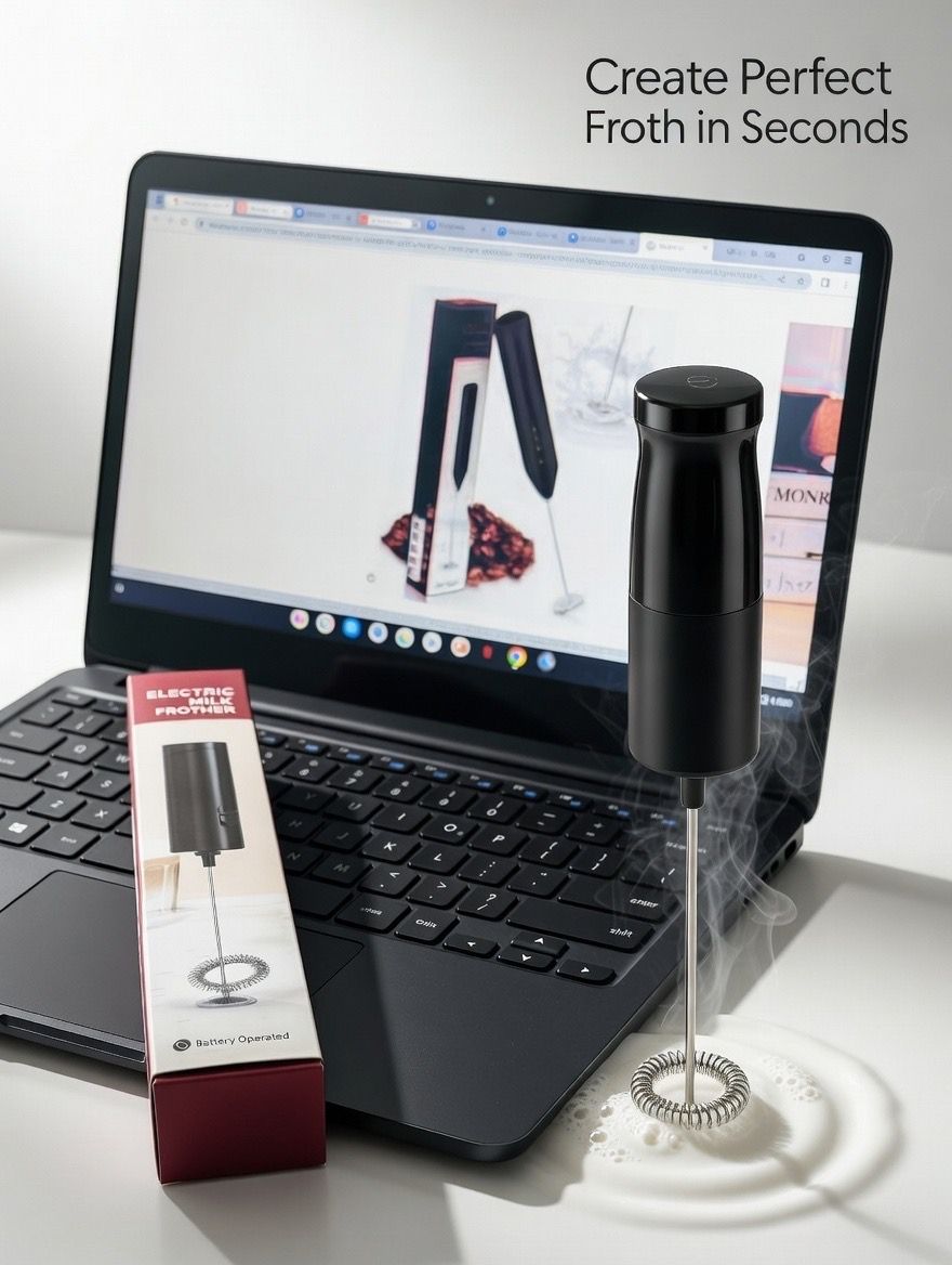 Electric Milk Frother | Premium Battery Operated Coffee Foam Maker