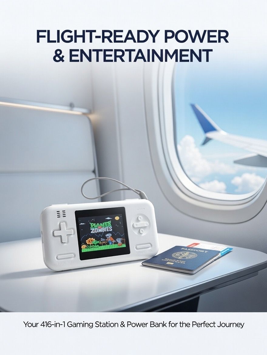 Retro Arcade 3-in-1 Multi-Cable Power Bank & Game Console (10,000 mAh)