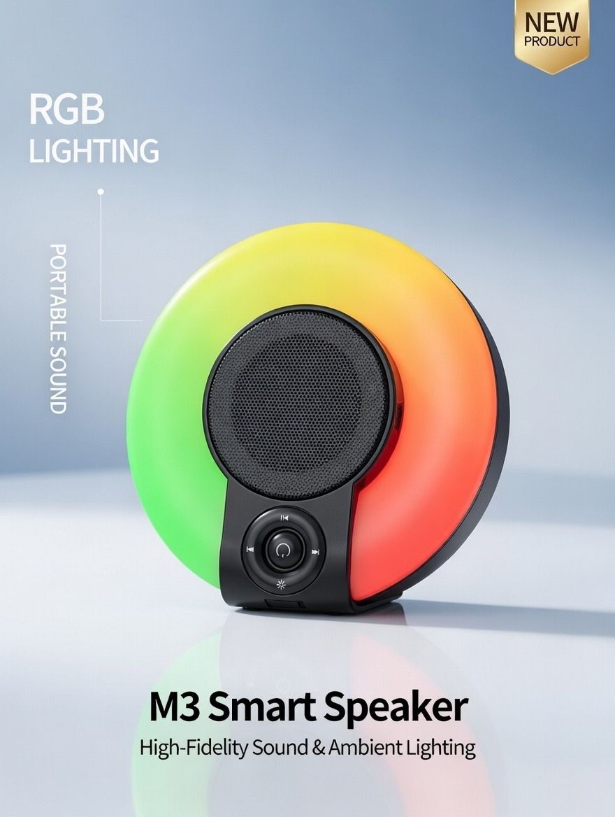 M3 RGB Smart Speaker – 3-in-1 Bluetooth Speaker with Ring Light & Mobile Stand